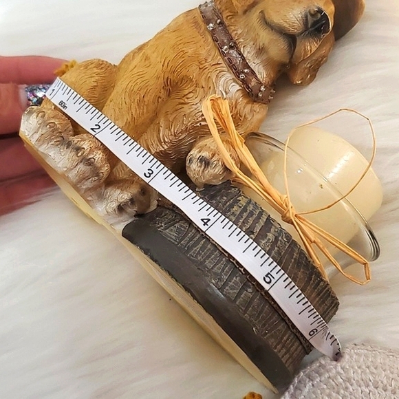 Western Cowboy Hat Yellow Labrador Retriever Dog Puppy Resin Candle Holder 6"x6" - Picture 13 of 16